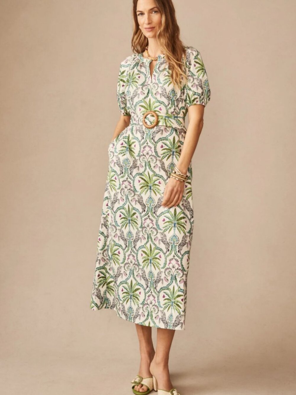 J.Mclaughlin Marley Midi Dress in Zebra Isle Size Large